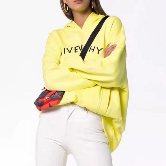 Givenchy Embroidered Oversized Hoodies Yellow