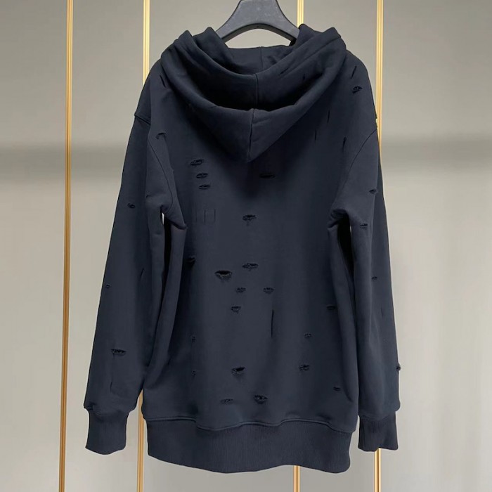 Givenchy hoodie in fleece with destroyed effect black