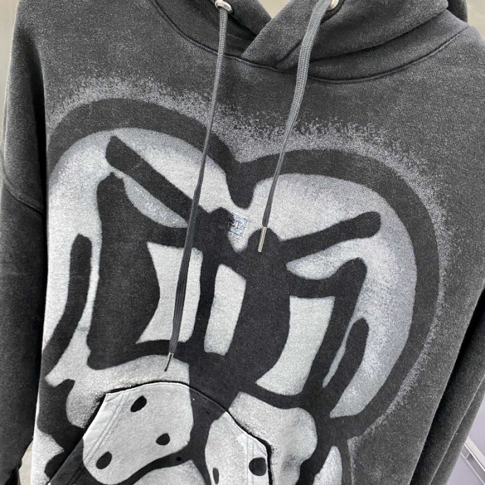 Givenchy Oversized hoodies with tag effect dog print Black