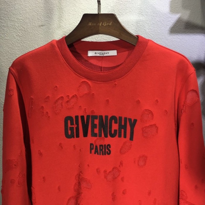 Givenchy Paris Destroyed Sweatshirt Red