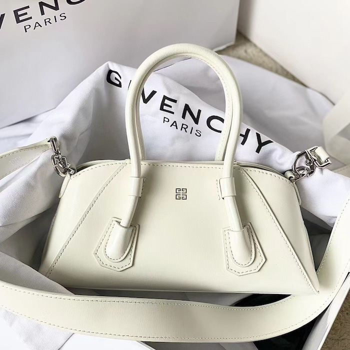 Givenchy Mini Antigona Stretch bag in Box leather White