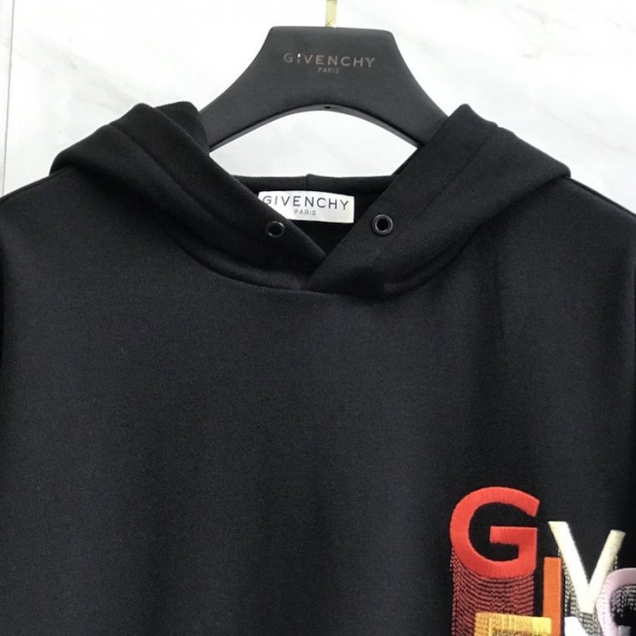 Givenchy Multicolored Embroidered Hoodie Black