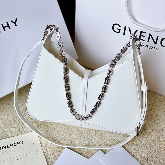 Givenchy Small Cut Out bag in Box leather with chain White