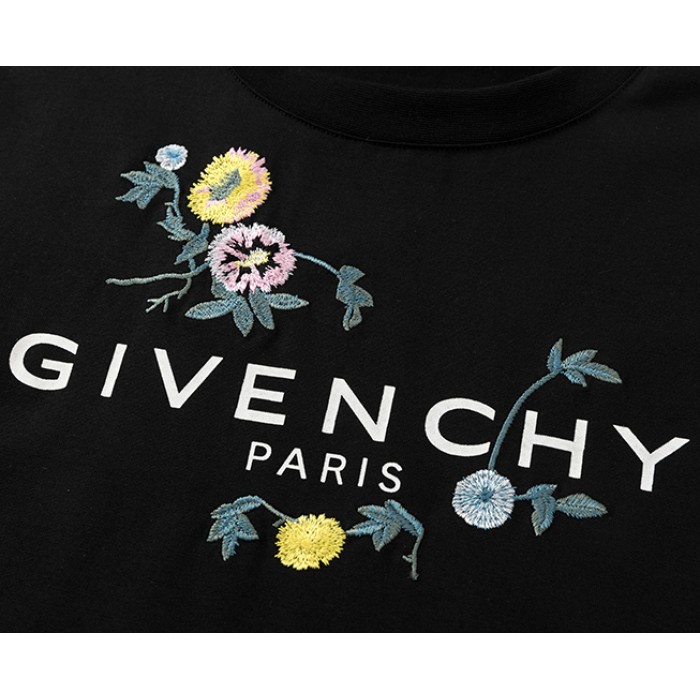 Givenchy Flowers Logo Oversized T shirt Black