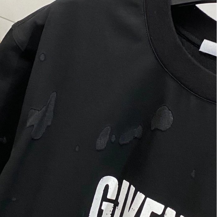 Givenchy Paris Destroyed Oversized T shirt Black