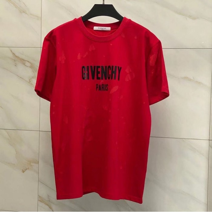 Givenchy Paris Destroyed Oversized T shirt Red