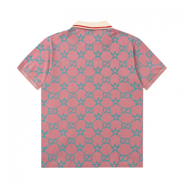 G*u*i gg and stars stretch cotton polo pink