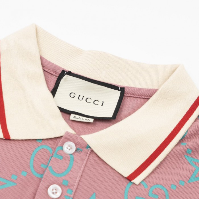 G*u*i gg and stars stretch cotton polo pink