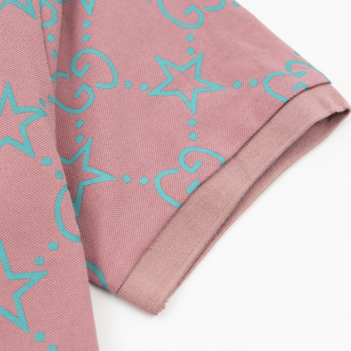 G*u*i gg and stars stretch cotton polo pink