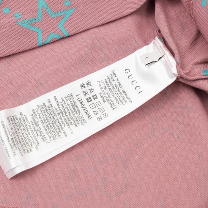 G*u*i gg and stars stretch cotton polo pink