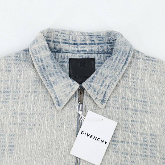 Givenchy 4G blue logo-jacquard denim shirt