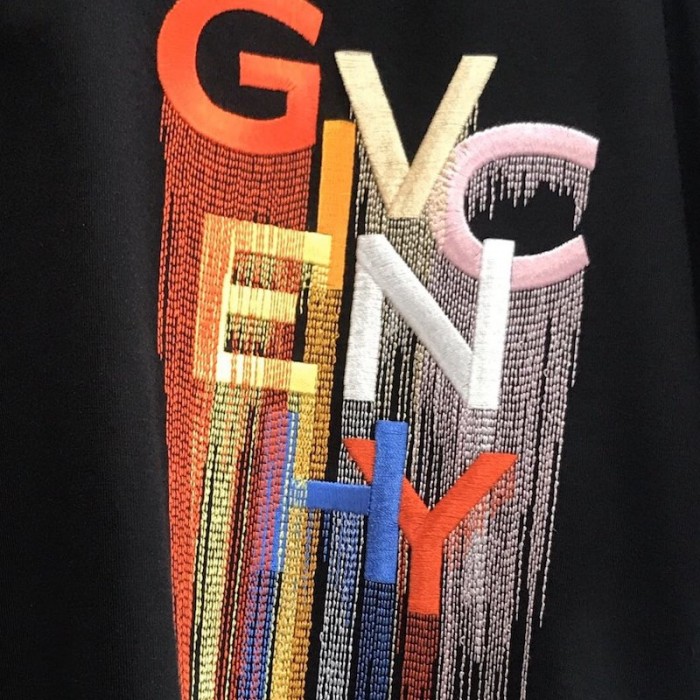 Givenchy Multicolored Embroidered T shirt Black