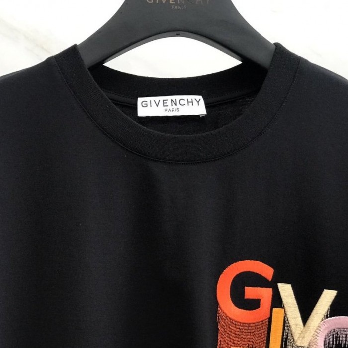 Givenchy Multicolored Embroidered T shirt Black