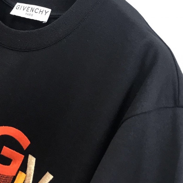 Givenchy Multicolored Embroidered T shirt Black