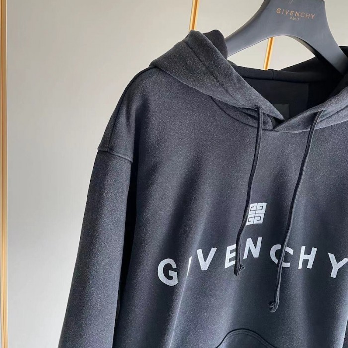 Givenchy Slim fit hoodie in printed felpa Black