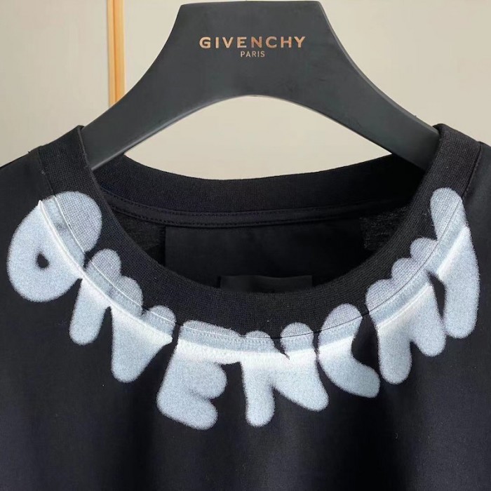 Givenchy Oversized T shirt with Tag Effect Prints Black