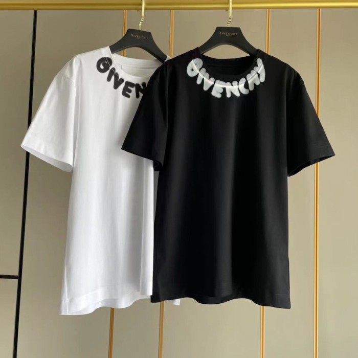 Givenchy Oversized T shirt with Tag Effect Prints Black