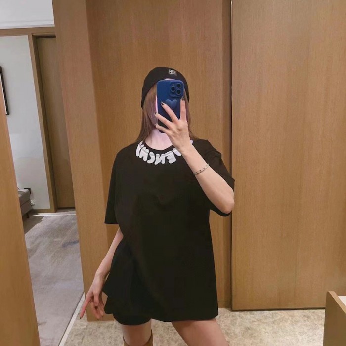 Givenchy Oversized T shirt with Tag Effect Prints Black