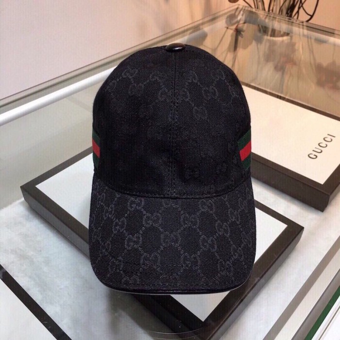G*u*i original gg canvas baseball hat with web black