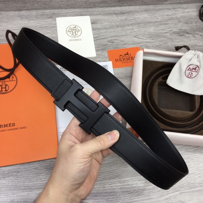 H**mes men''s reversible epsom leather 38mm belt black