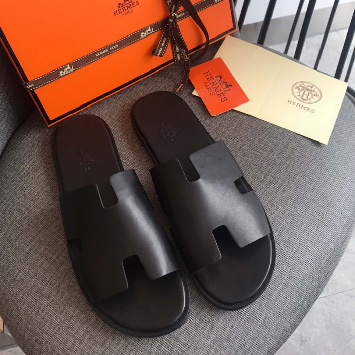 H**mes men izmir sandals in swift leather black