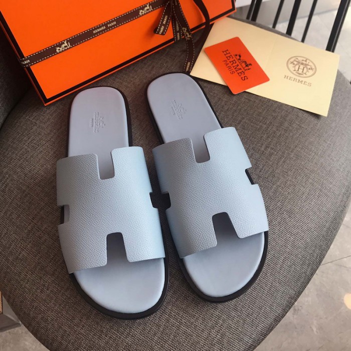H**mes men izmir sandals in epsom leather baby blue