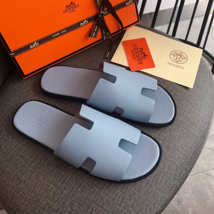 H**mes men izmir sandals in epsom leather baby blue