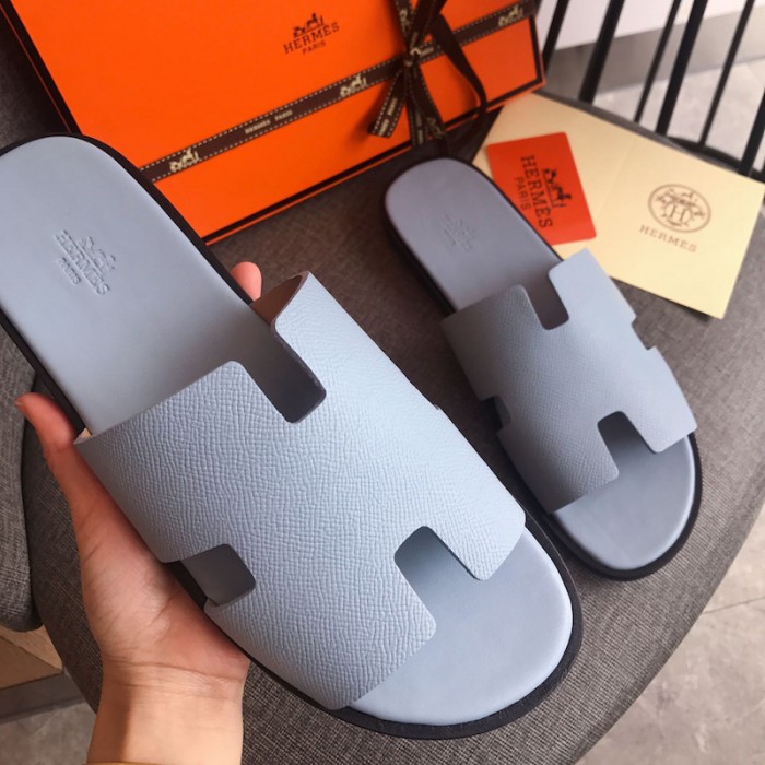 H**mes men izmir sandals in epsom leather baby blue