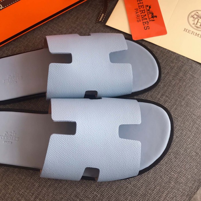 H**mes men izmir sandals in epsom leather baby blue