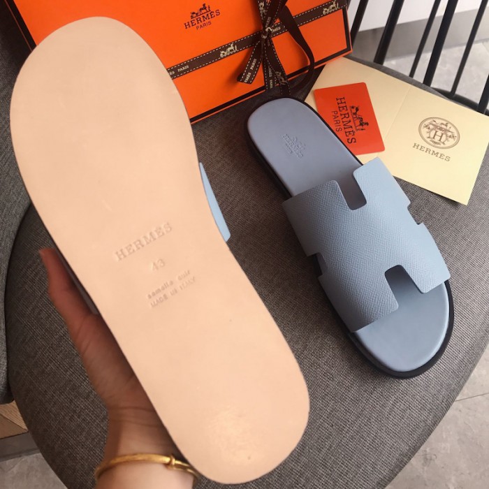 H**mes men izmir sandals in epsom leather baby blue