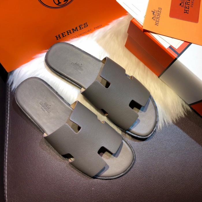 H**mes men izmir sandals in epsom leather grey