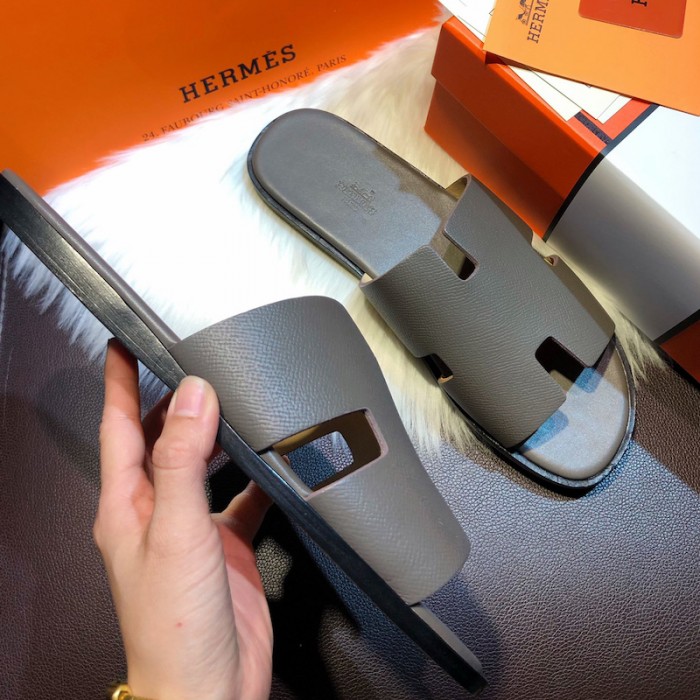 H**mes men izmir sandals in epsom leather grey