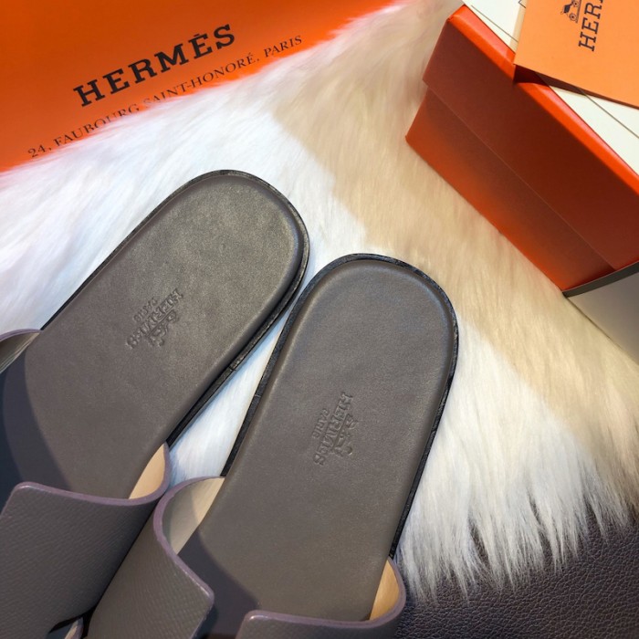 H**mes men izmir sandals in epsom leather grey