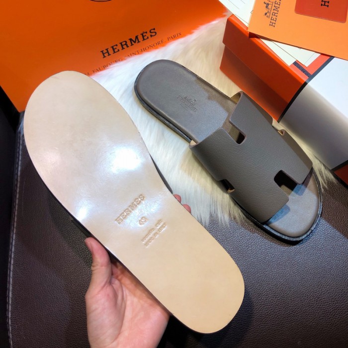 H**mes men izmir sandals in epsom leather grey