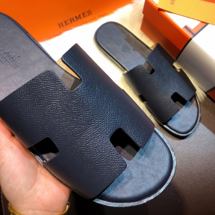 H**mes men izmir sandals in epsom leather navy