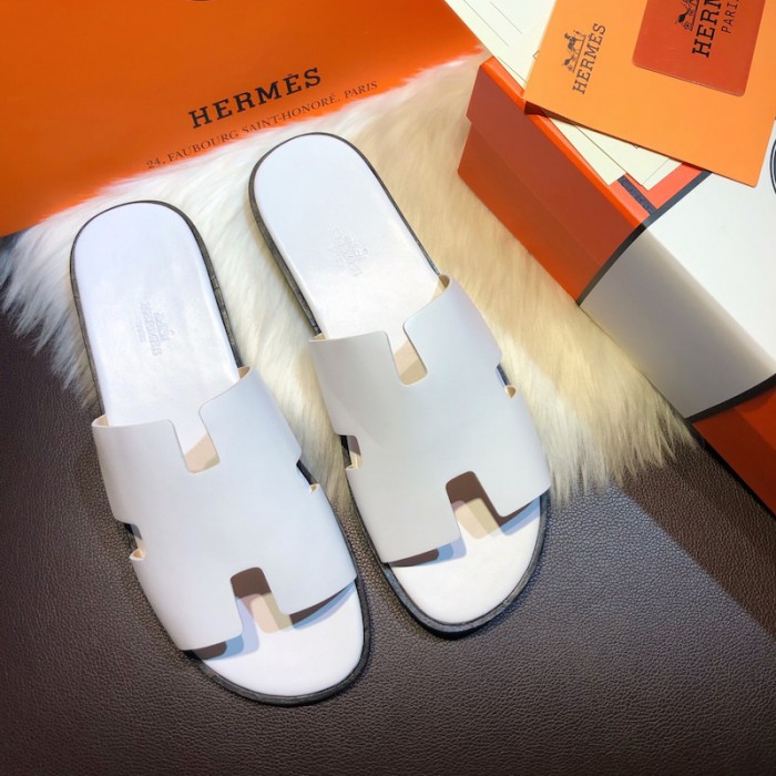 H**mes men izmir sandals in swift leather white