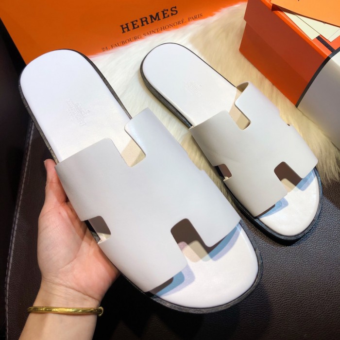 H**mes men izmir sandals in swift leather white
