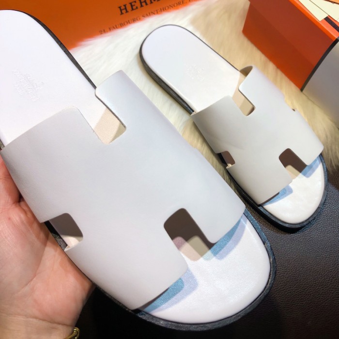 H**mes men izmir sandals in swift leather white