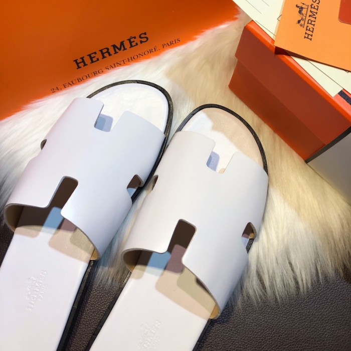 H**mes men izmir sandals in swift leather white