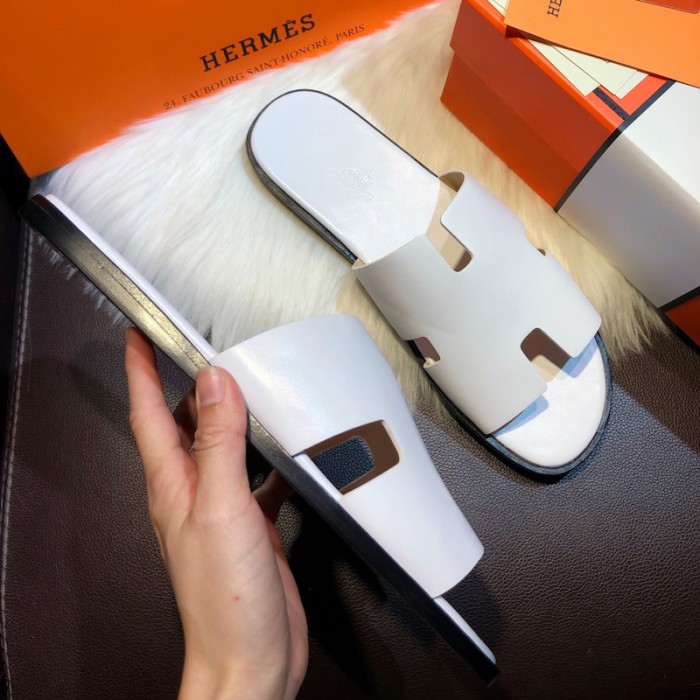 H**mes men izmir sandals in swift leather white