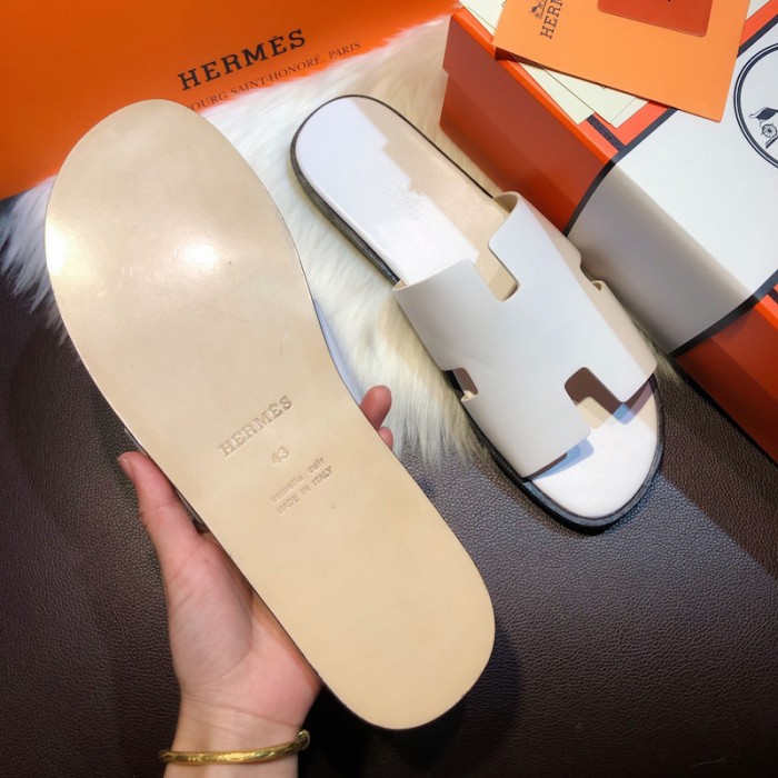 H**mes men izmir sandals in swift leather white