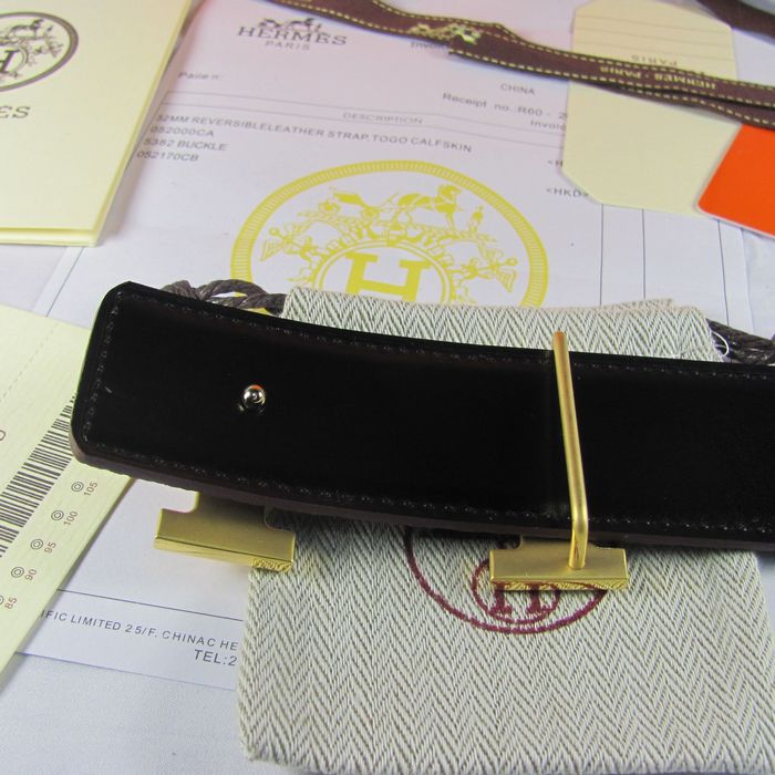 H**mes reversible togo leather 38mm belt black