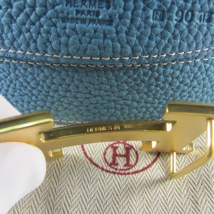 H**mes reversible togo leather 38mm belt blue