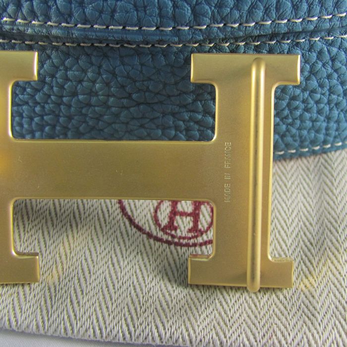 H**mes reversible togo leather 38mm belt blue