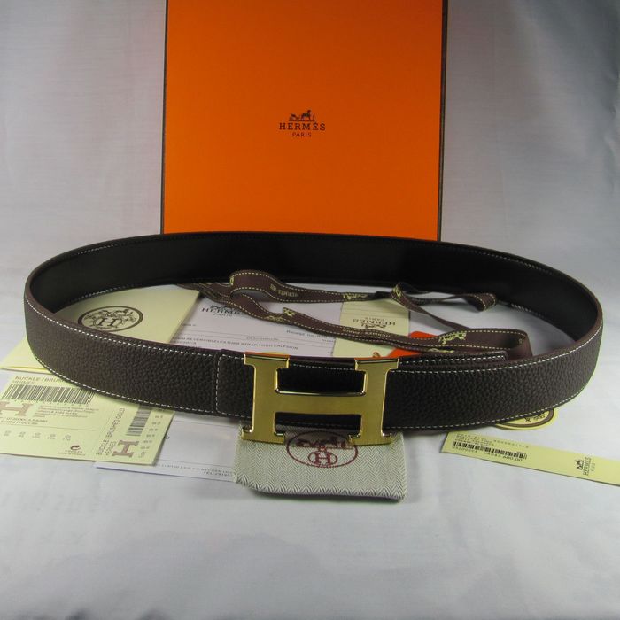 H**mes reversible togo leather 38mm belt chocolate
