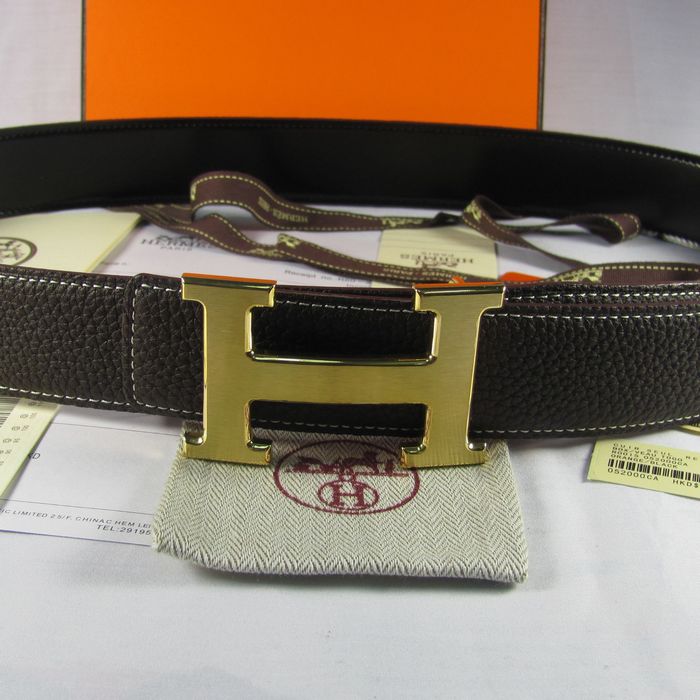 H**mes reversible togo leather 38mm belt chocolate