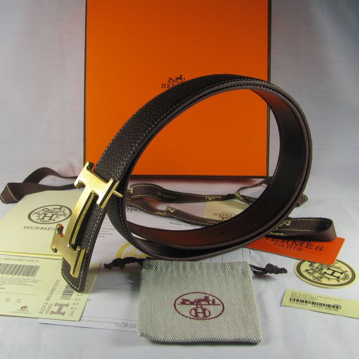 H**mes reversible togo leather 38mm belt chocolate