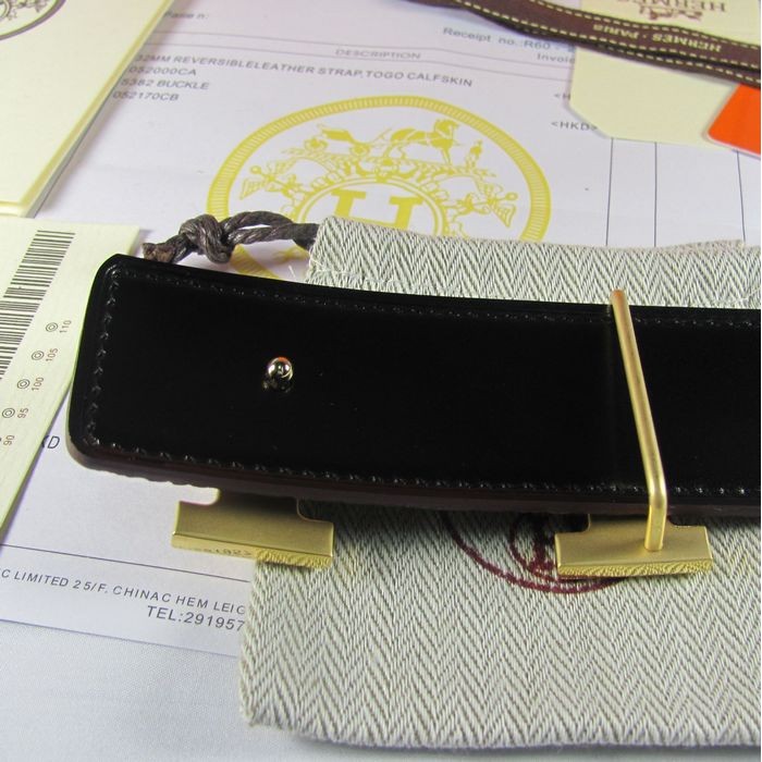 H**mes reversible togo leather 38mm belt chocolate