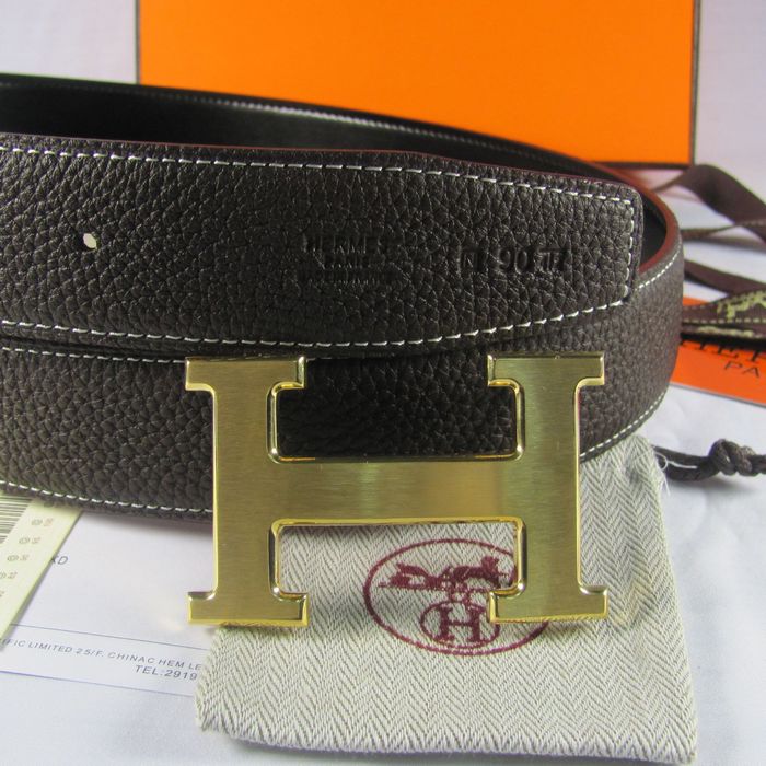 H**mes reversible togo leather 38mm belt chocolate