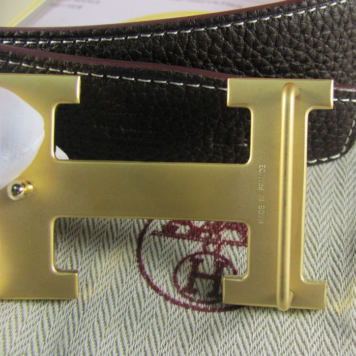 H**mes reversible togo leather 38mm belt chocolate